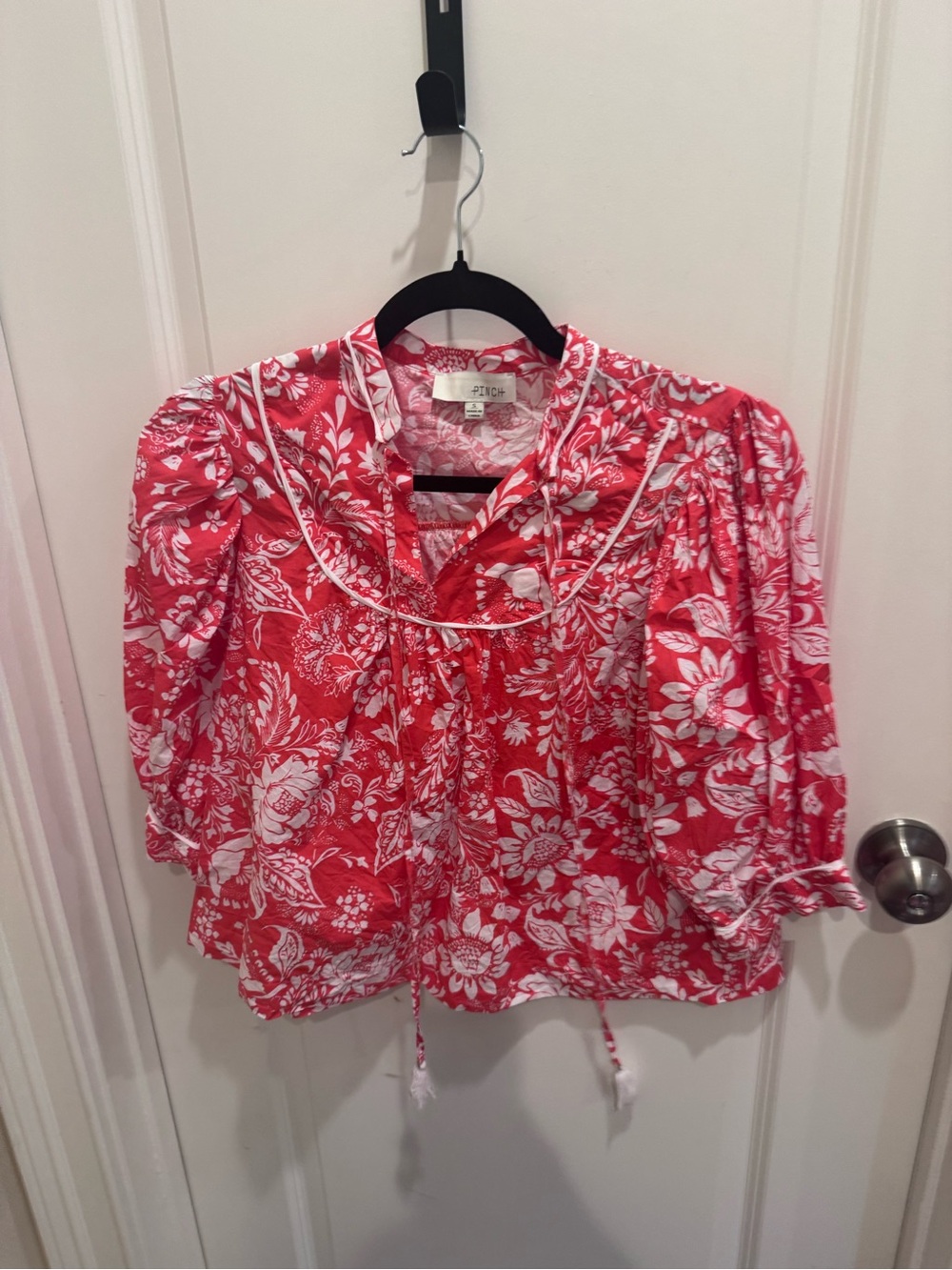 Pinch Coral and White Floral Top